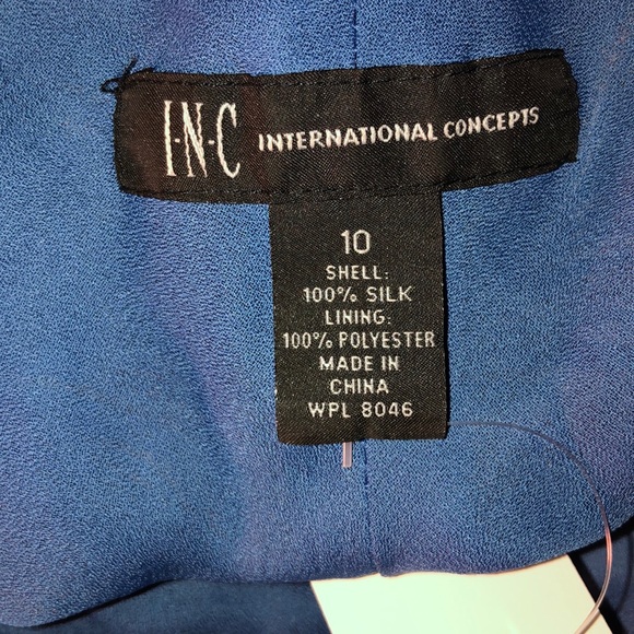 INC Blue Silk Print Dress 10 - Picture 6 of 6